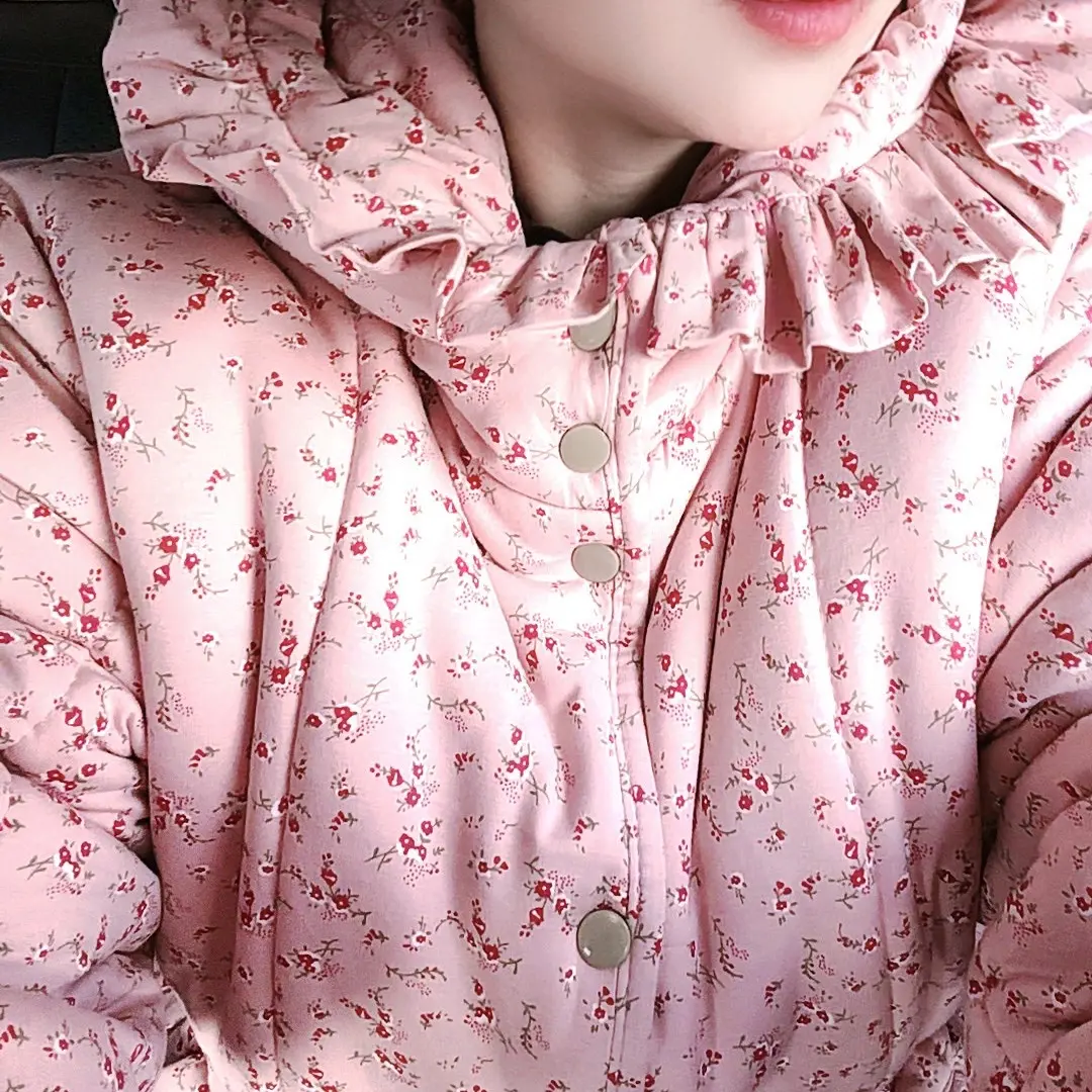 木子家棉花衣1号爆款加厚收腰款粉花棉衣可外穿居家保暖
