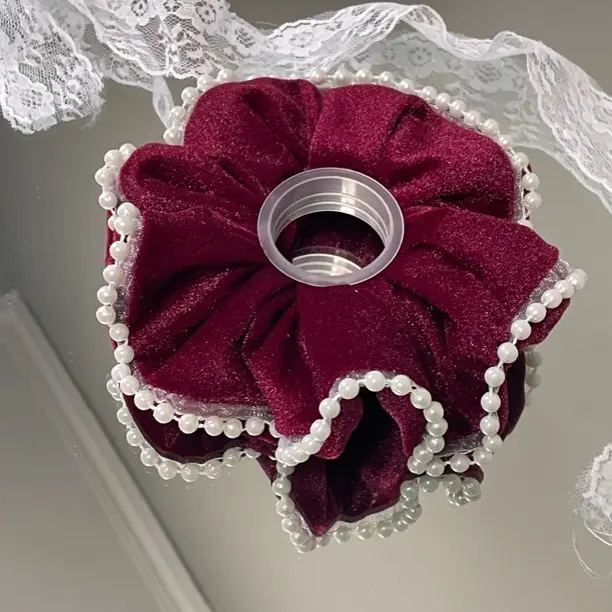 酒红绒珠序  纯手工制作工艺发圈