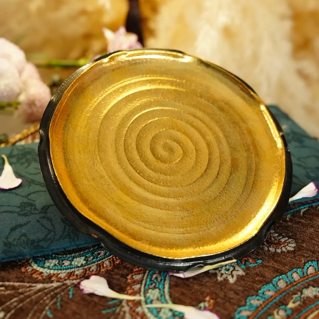 【霖松堂】纯手工描金双边壶承