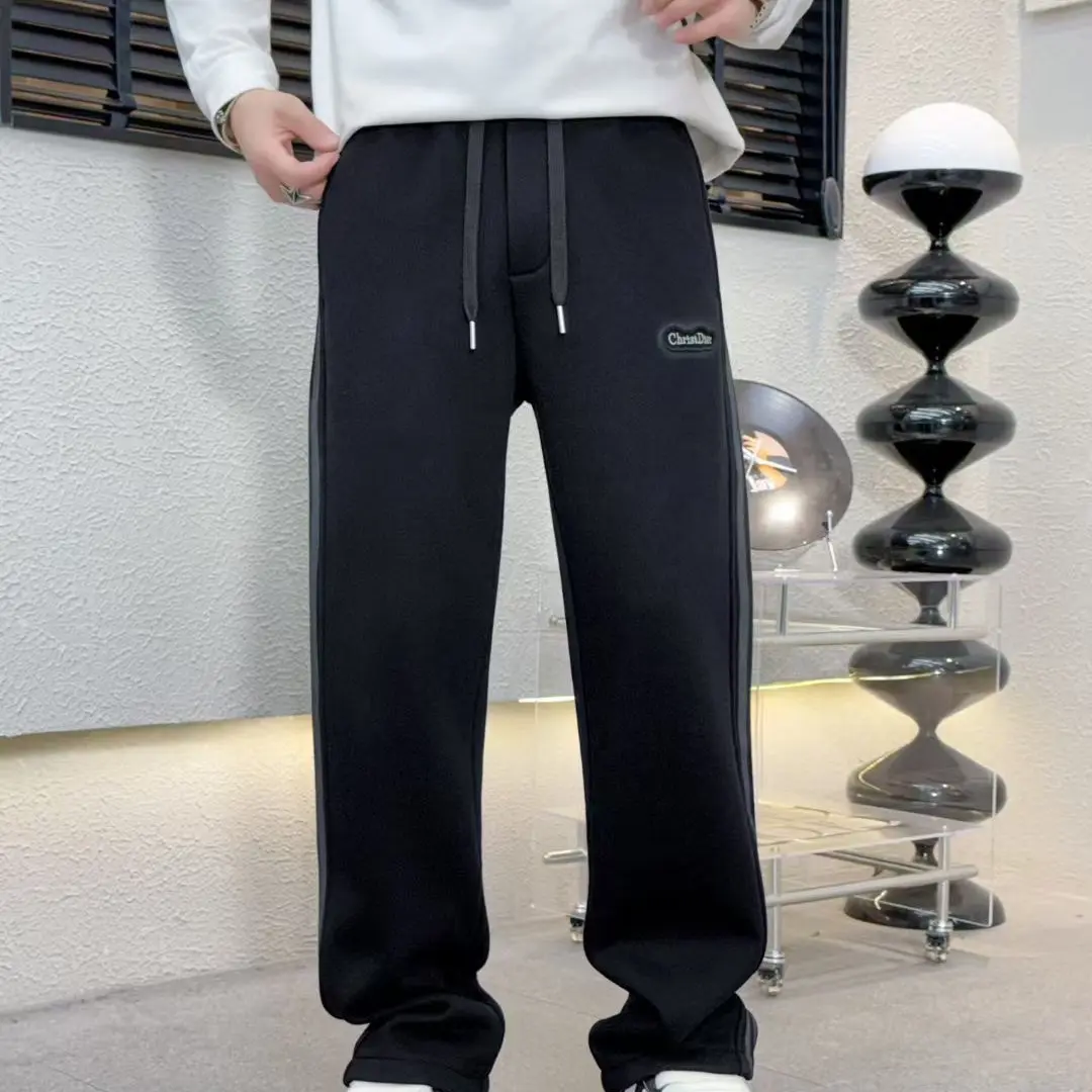 冬季新款男士潮流加绒加厚直筒宽松休闲长裤15979