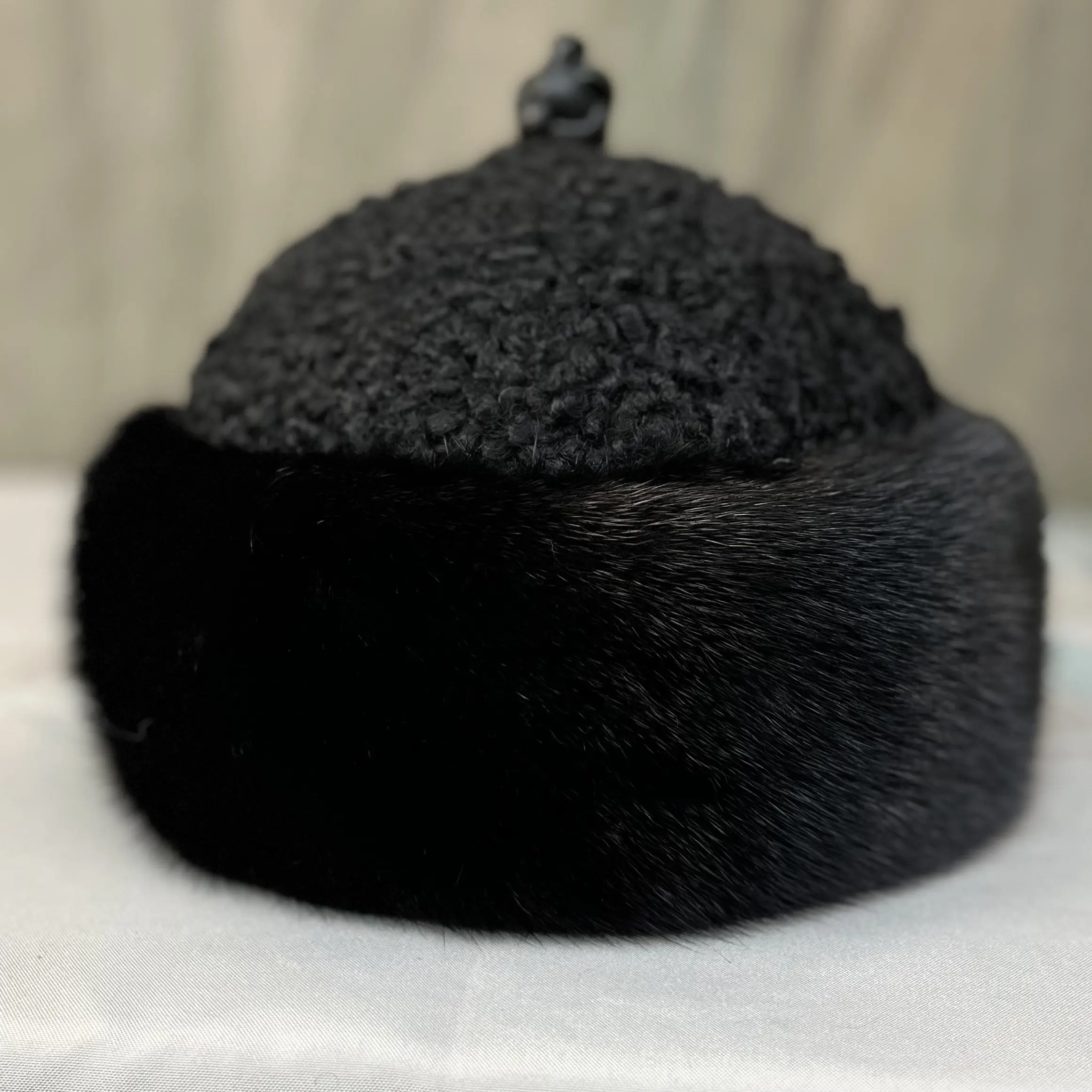 男冬季中老年草加厚保暖整皮水貂毛护羊羔毛耳防风防寒休闲贝勒帽