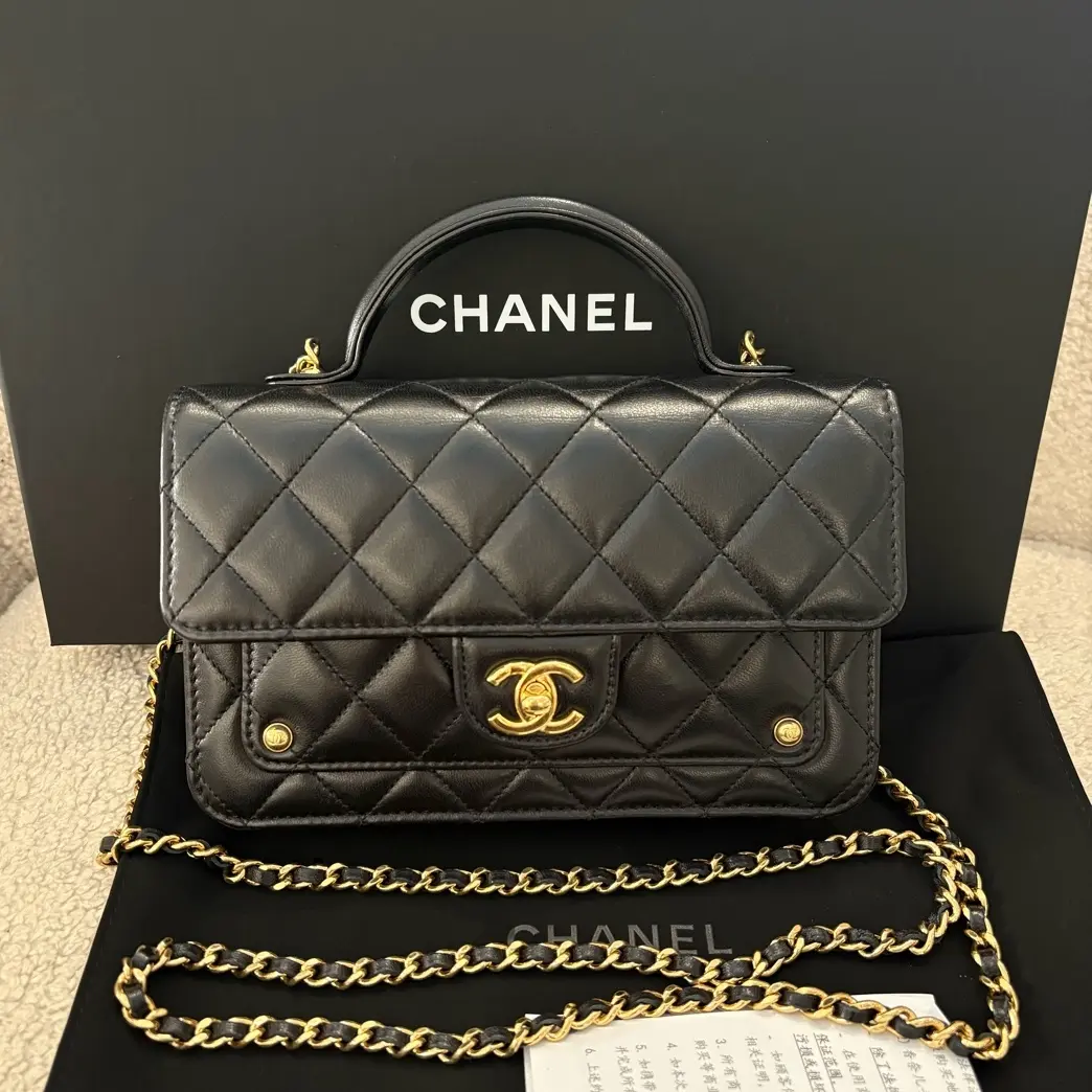 99新 Chanel/香奈儿 N1247 香奈儿25B woc羊皮链条包19尺寸黑色