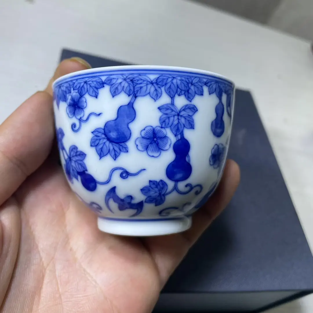 青花混水葫芦杯子