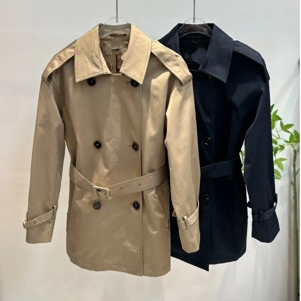 英伦风学院中长款风衣女双排扣腰带外套长袖上衣