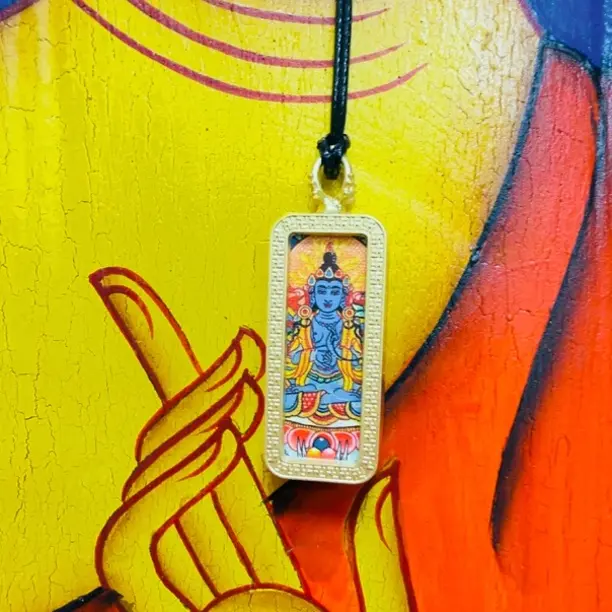 纯手绘藏式复古合金小唐卡吊坠项链配饰