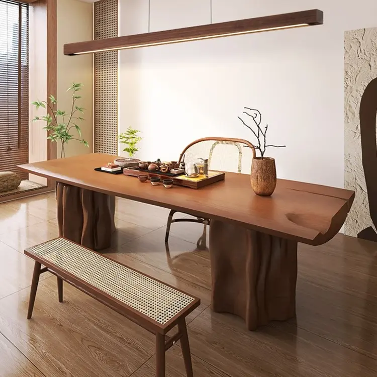 中古风宋式美学吊灯胡桃木色禅意茶室餐厅书房创意艺术灯具