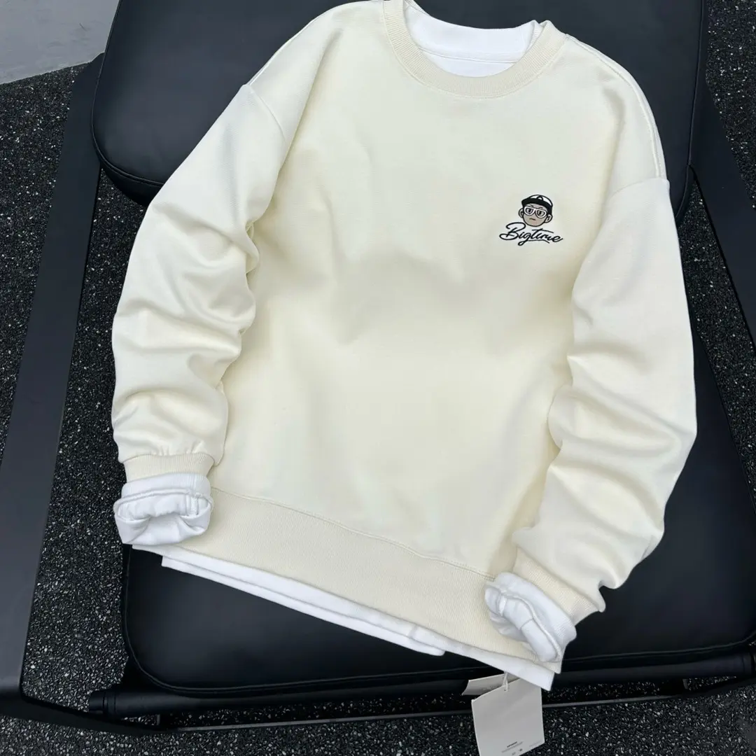 2907男士加棉加厚圆领卫衣秋冬新款休闲宽松情侣长袖套头衫