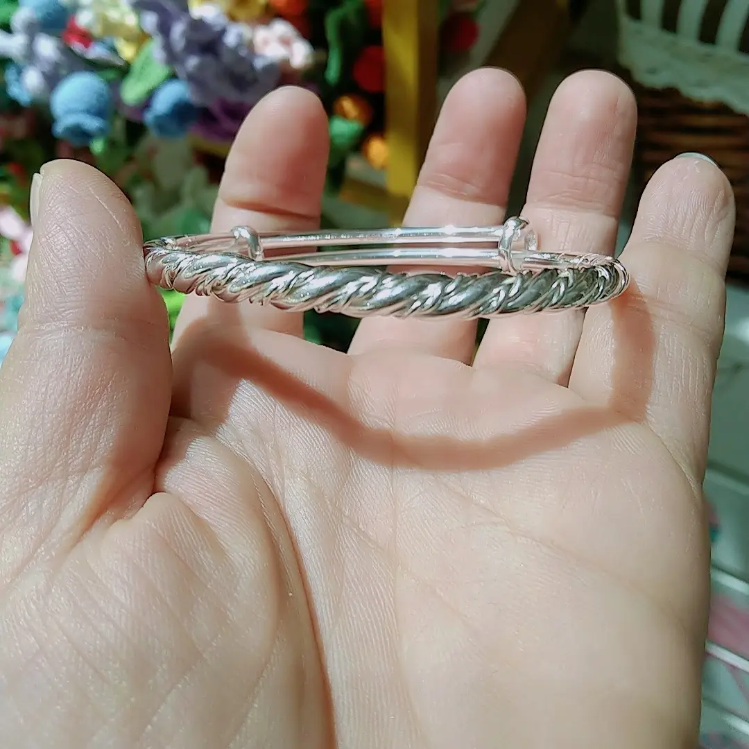足银手镯  复古扭扭手镯