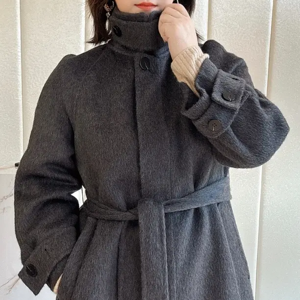 冬季新款贵奢级立领中长款双面呢大衣宽松加厚外套女