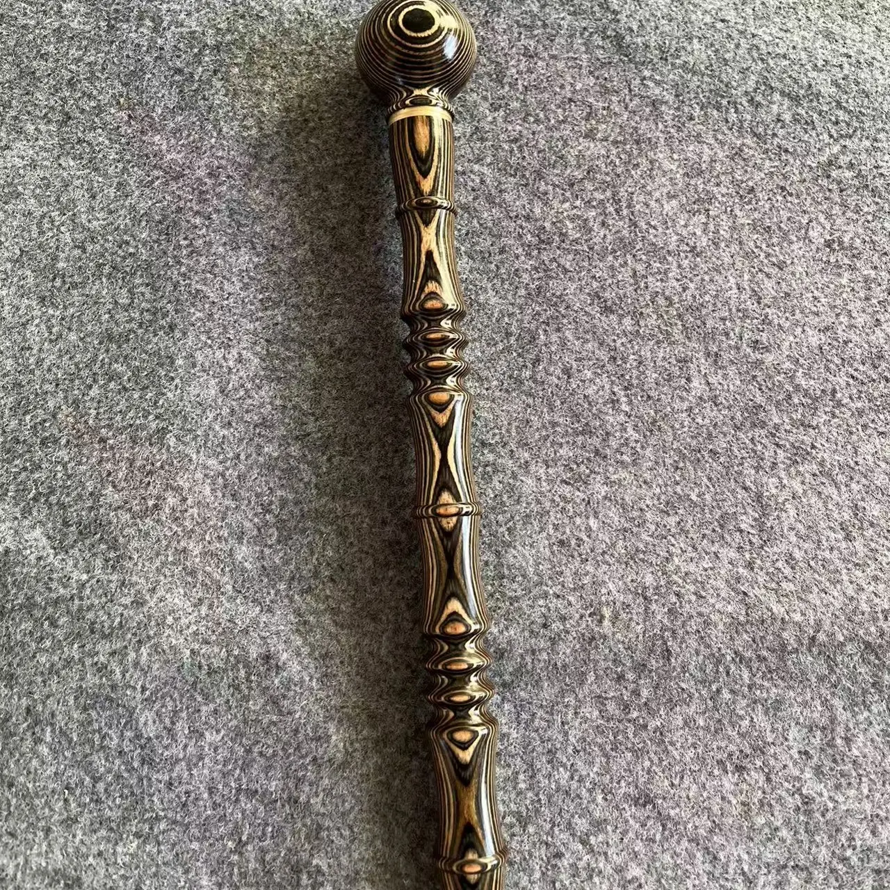 斑马木圆头登山杖竹节款把玩棍武术棍花纹清晰木质坚硬结实耐用