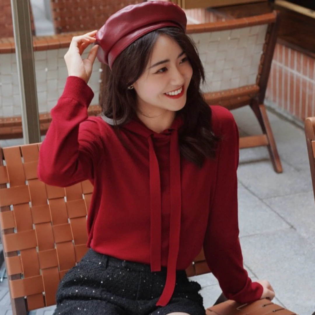 GIRDEAR/哥弟连帽针织衫羊毛衫毛衣休闲百搭秋季显瘦上衣1399450