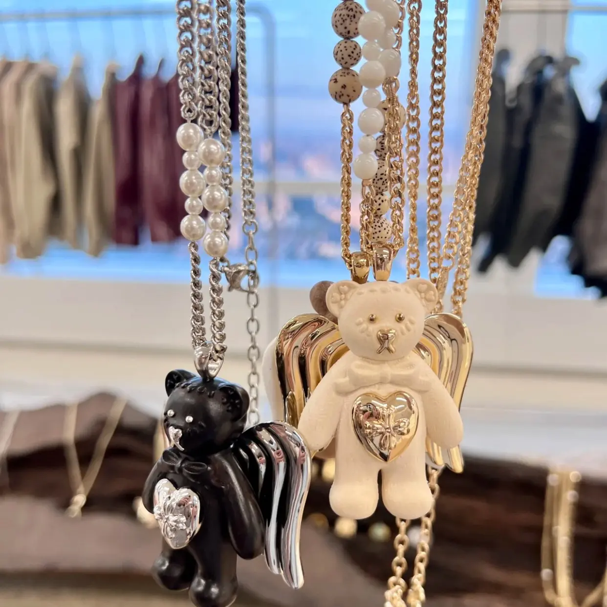 黄铜仿珍珠项链 TOKOKKINO*木质天使珍珠小熊项链