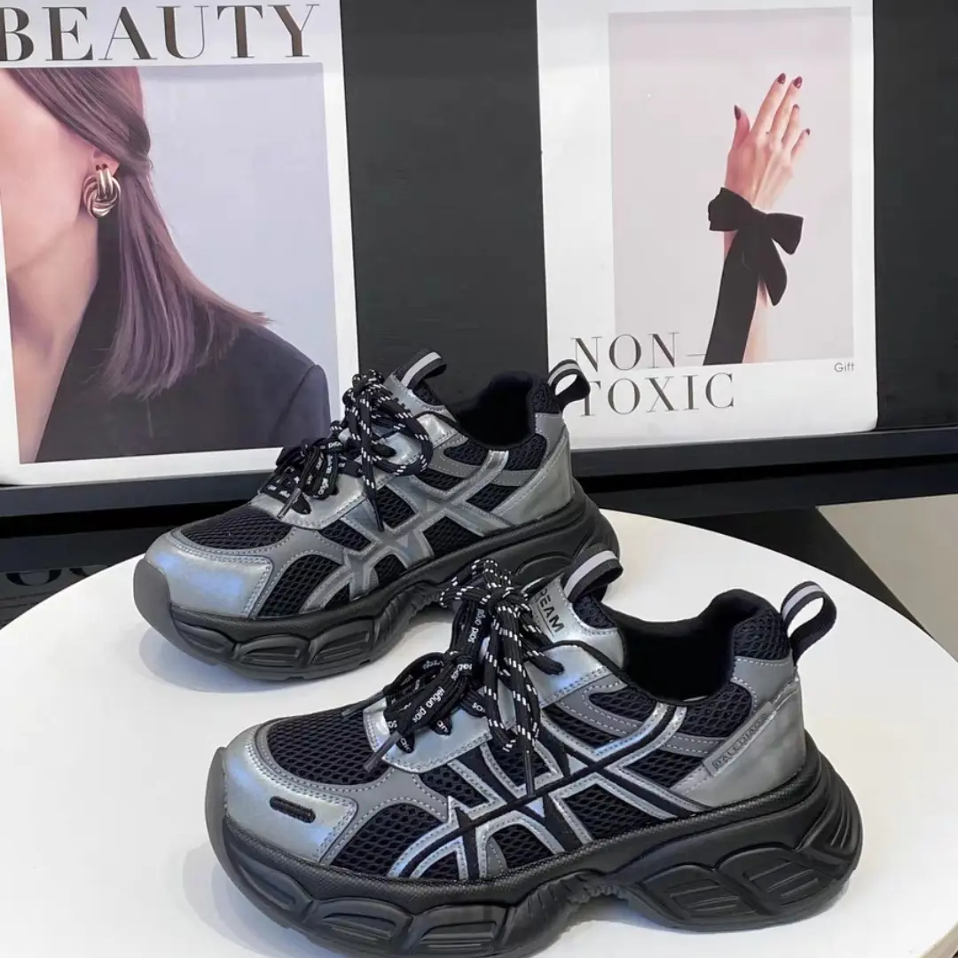 2651101-爆款厚底老爹鞋女2025秋季新款显脚小复古小众运动休闲鞋