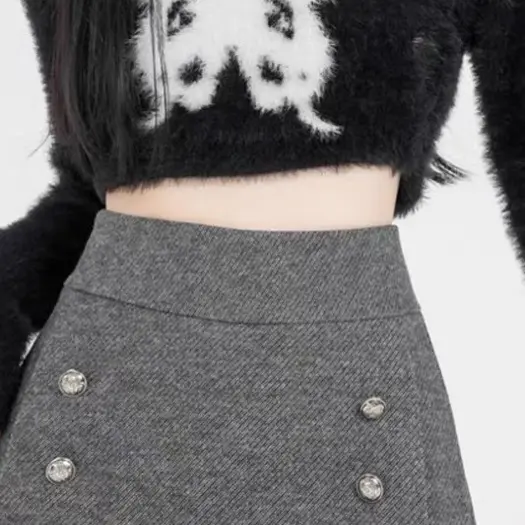 百搭高腰A字半身裙裤秋冬新款显瘦短裙防走光