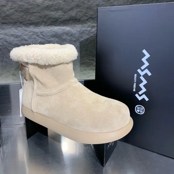 大棉2395时尚雪地靴中筒千金风保暖时尚高跟加厚低帮