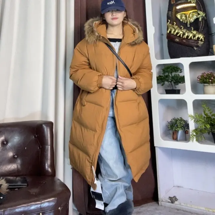 08时尚长款带毛领连帽保暖外套