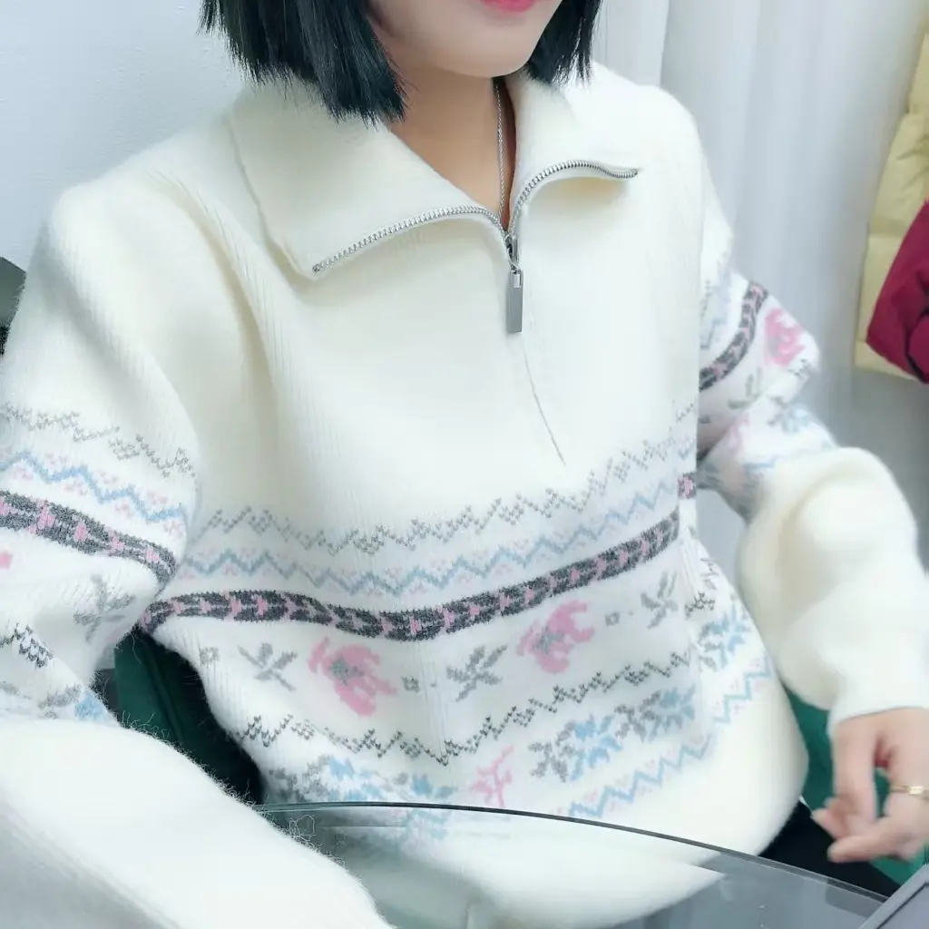 【爆款费尔岛毛衣】半高领加厚宽松针织衫秋冬季新款显瘦内搭女童