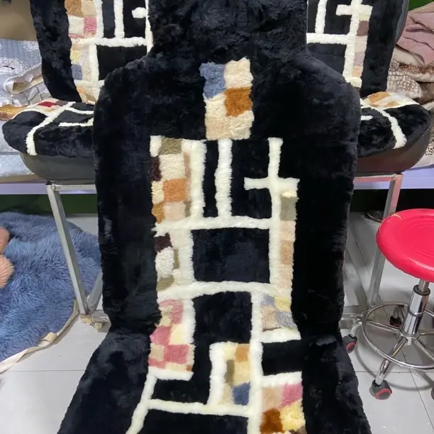 冬季不掉毛短毛花型通用保暖汽车坐垫