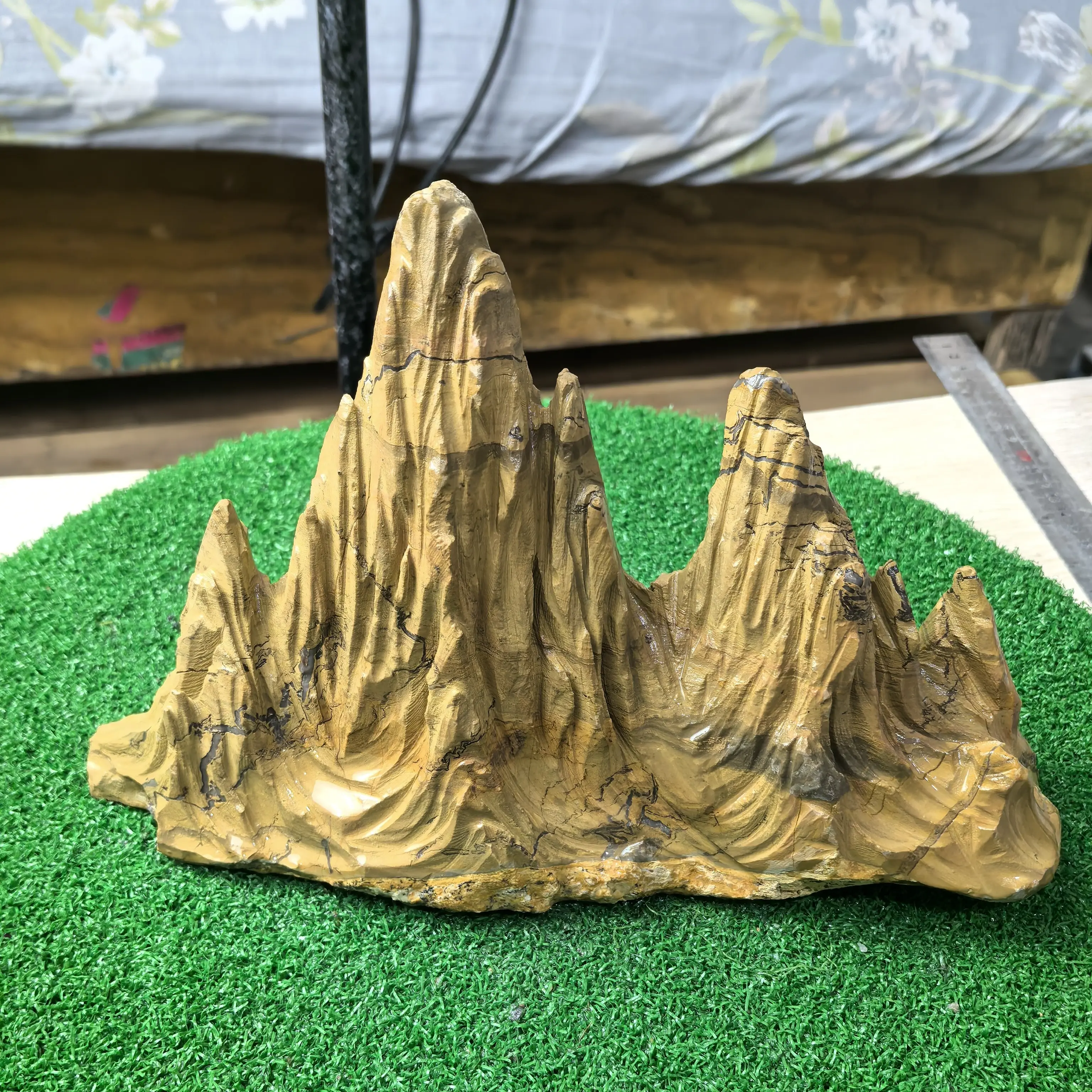 黄铜山峰造型家居办公桌摆件鱼缸造景靠山石