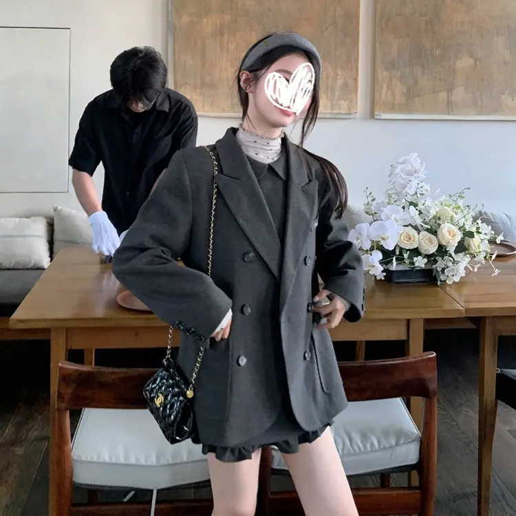 【奶糖】~新款早秋新款裙子女针织衫毛呢外套连衣裙套装