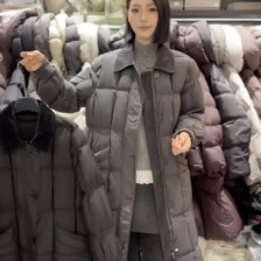 08219白鸭绒翻领中长款宽松保暖女冬季简约