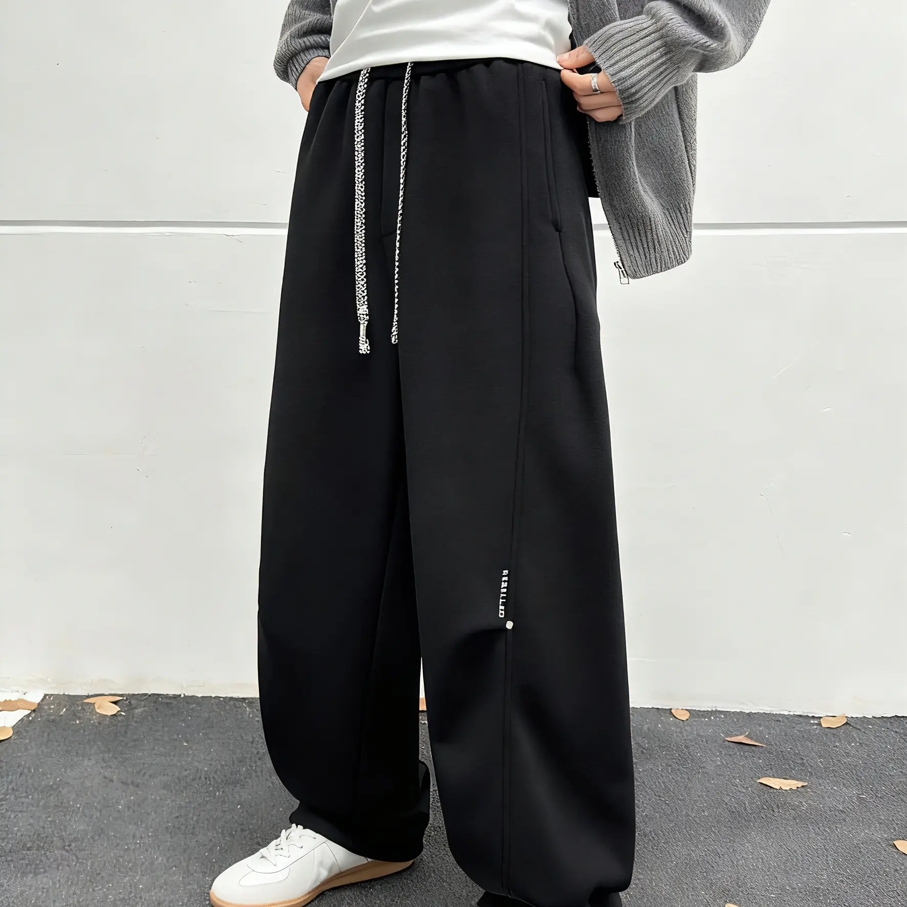 秋冬加绒加厚潮流洗冬季男士阔腿休闲裤加绒时尚百搭双11长裤5669