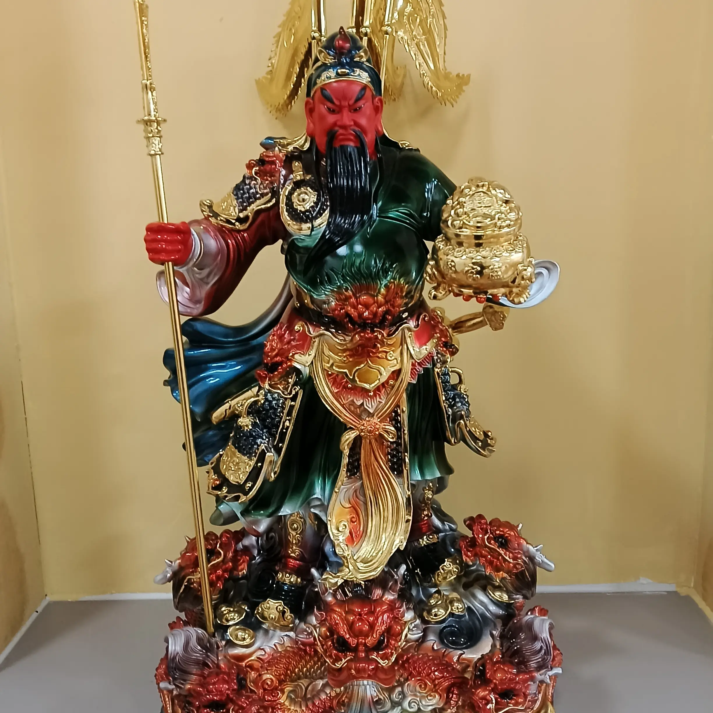 树脂彩绘家用客厅供奉关公武财神大尺寸26寸神像摆件