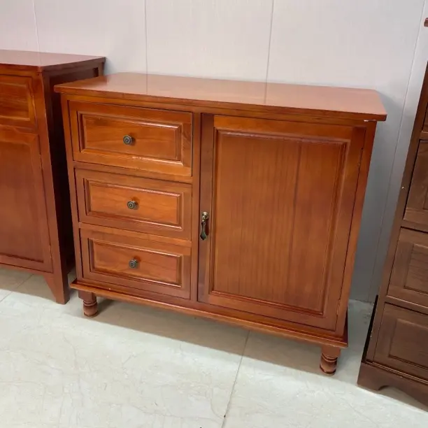 80长38宽71高新中式红胡桃色餐边柜靠墙一体客厅收纳实木柜