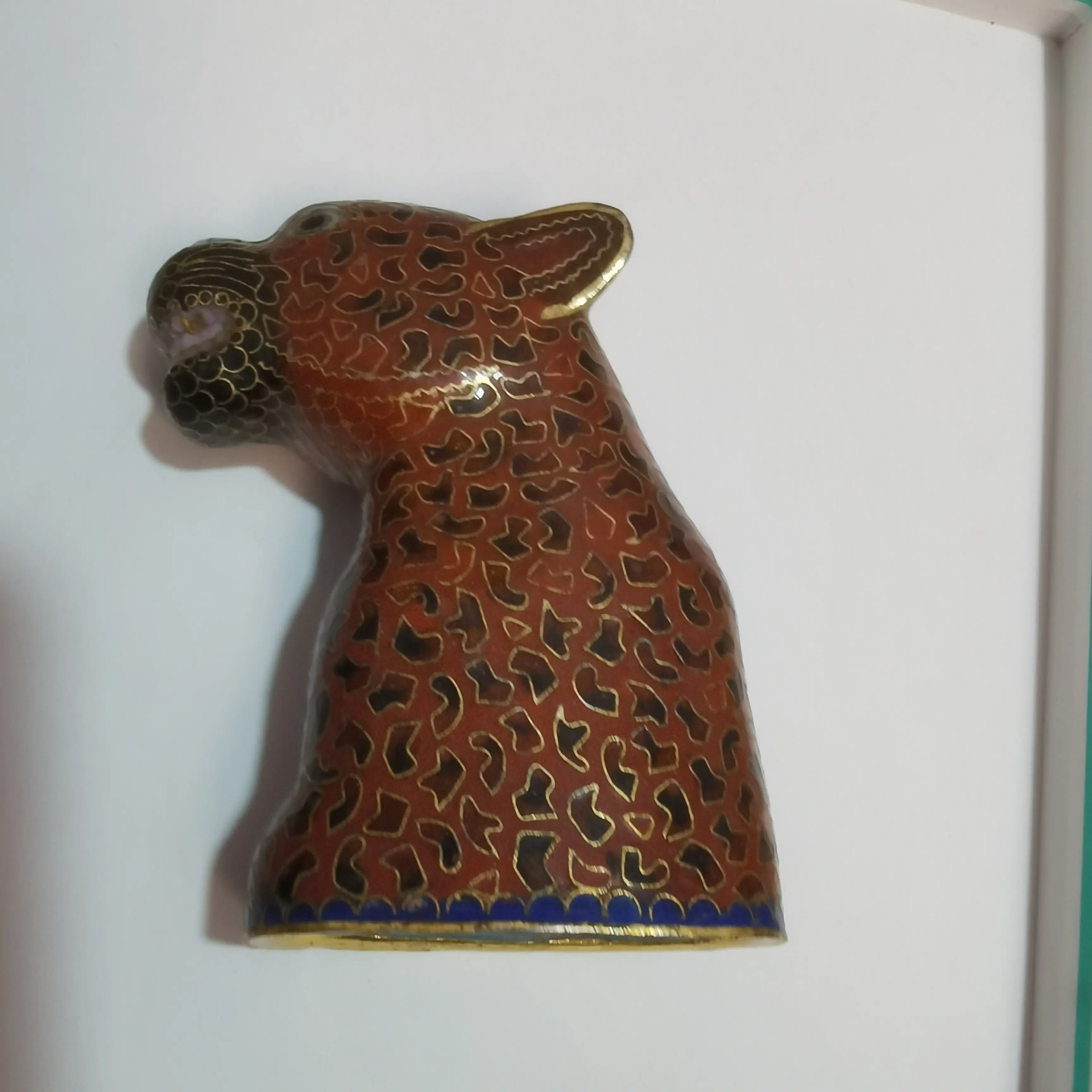 景泰蓝豹子非物质文化遗产景泰蓝豹子头摆件