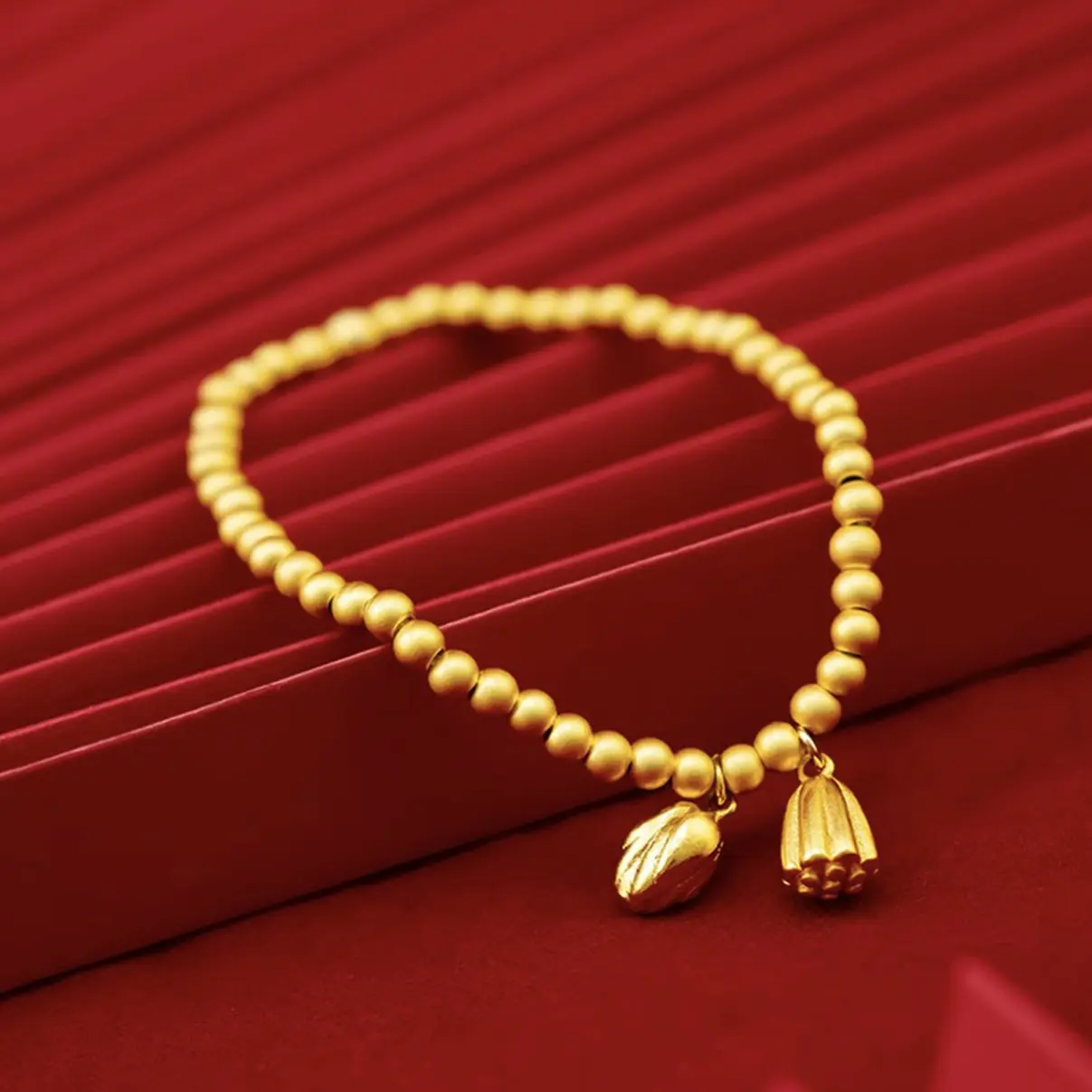 铜合金手链 莲蓬手链两世欢古法女传承金色气质时尚磨砂高货版