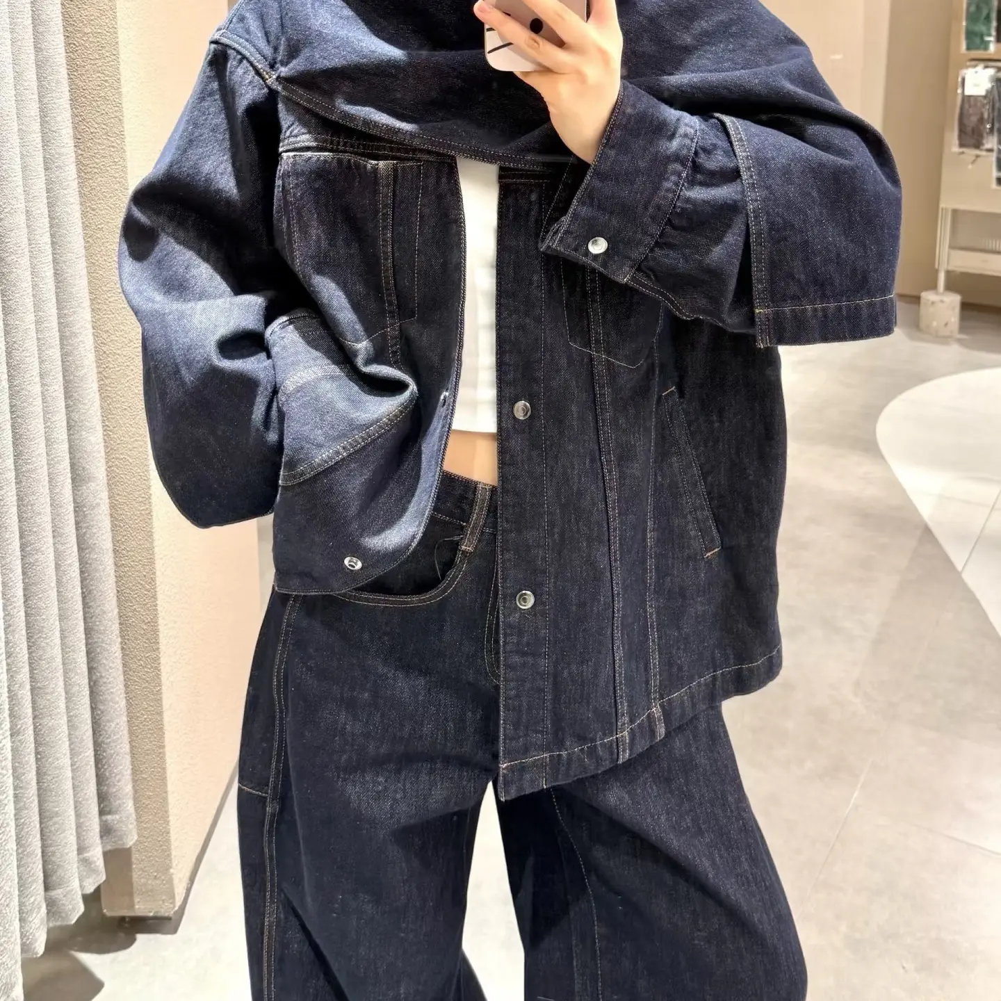 CJ 复古磨毛原色宽松牛仔外套