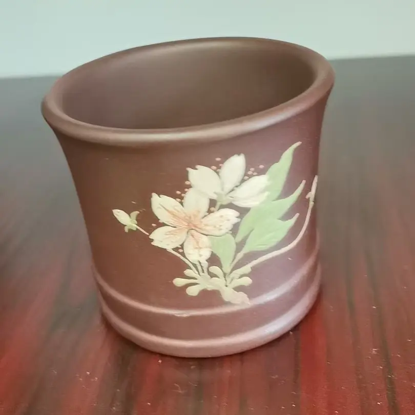 宜兴原矿紫砂喜上玉兰花主人杯