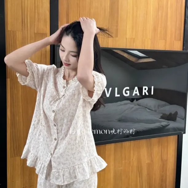 韩系ins(（合集））风格甜美女士春夏纯棉睡衣套装