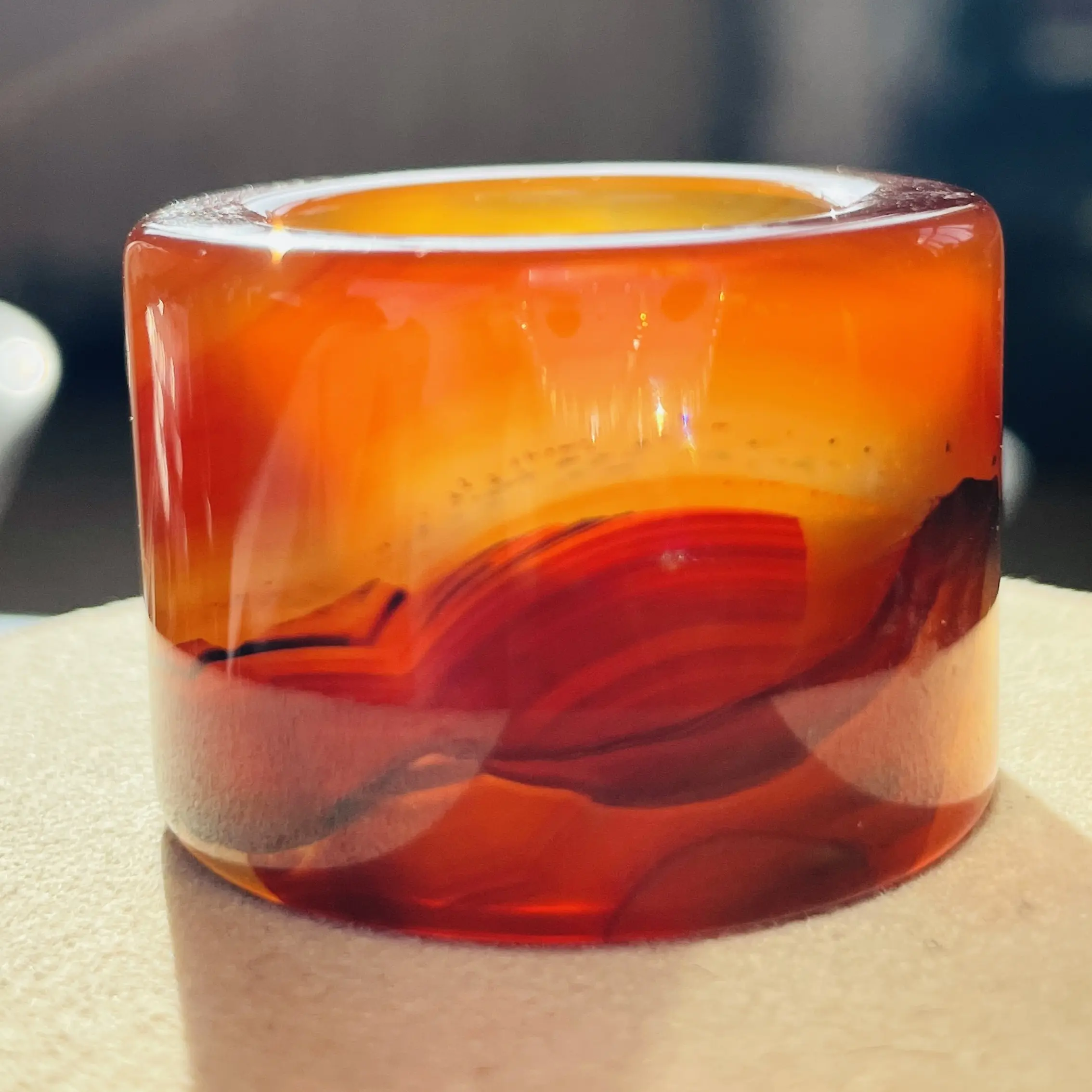 直径21.9港码28+宽23.4厚5.6红玛瑙扳指