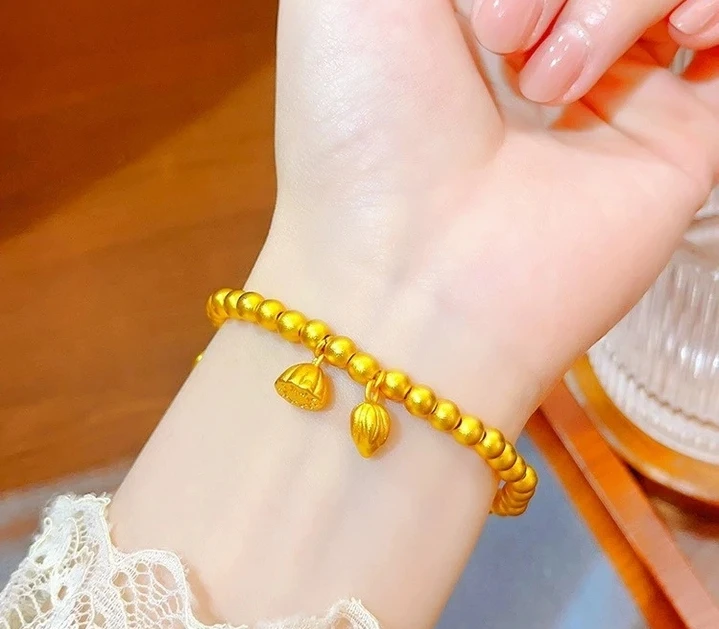 铜合金手链 两世欢莲蓬莲藕转运珠古法传承小众百搭串珠手饰饰品