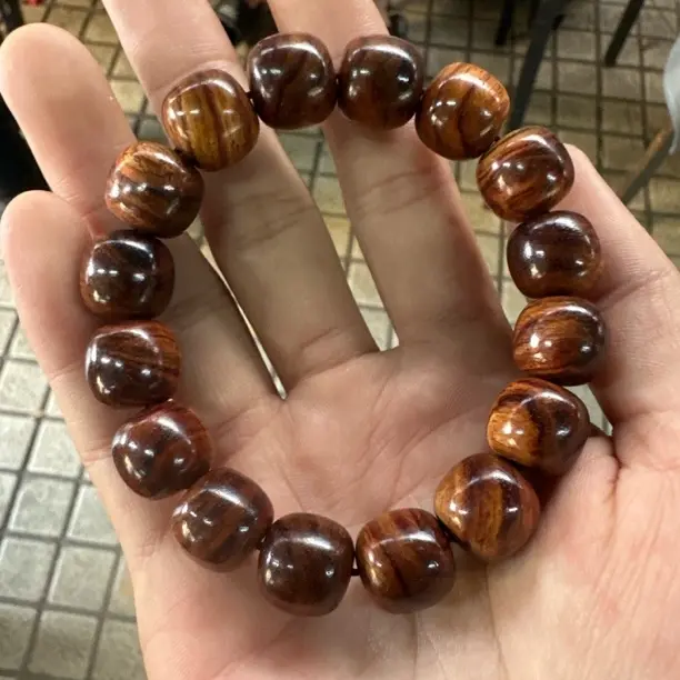 海南黄花梨老型珠单圈手串