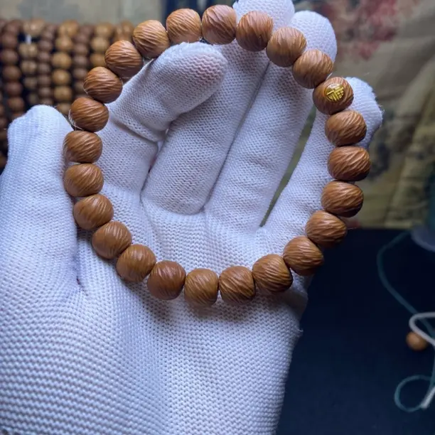 【全品无暇】猴头核桃雕刻云锦➕镶标尺寸10➕