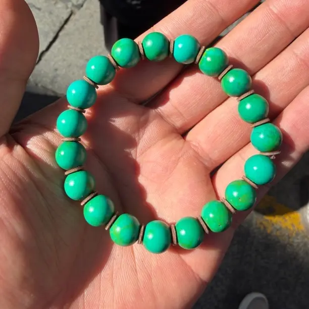 绿松石手串一条精品老油绿