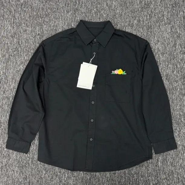 男士春秋复古百搭宽松刺绣长袖休闲衬衫外搭