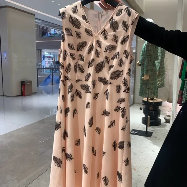 夏季新款复古时尚百搭印花无袖连衣裙