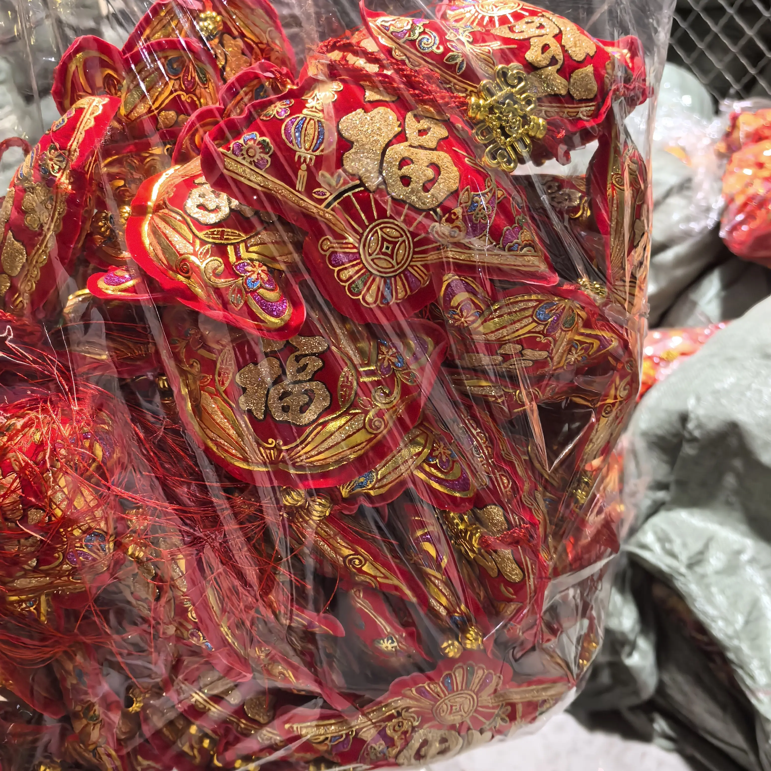 新年客厅喜庆装饰鞭炮灯笼串挂饰布置用品