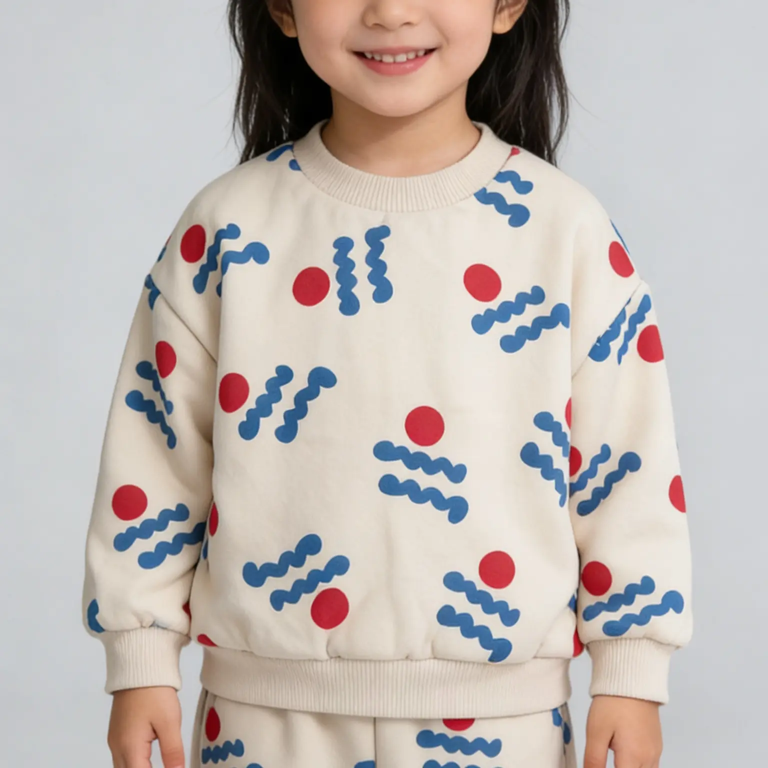 秋冬新款男女婴童圆领套头长袖套装