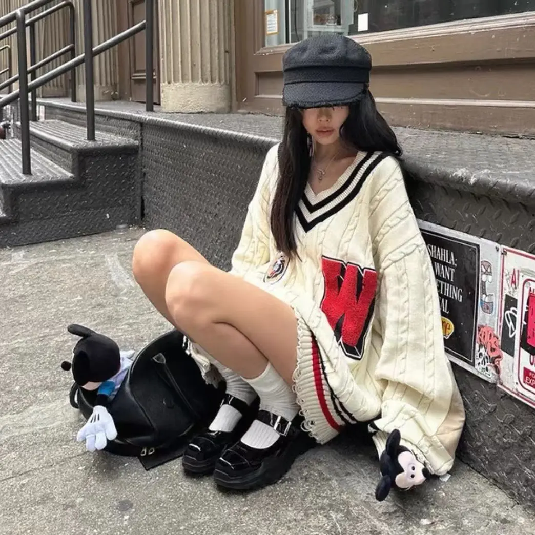 针织做旧不起球长袖保暖毛针织衫常规款冬季街头风