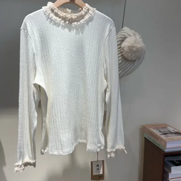 【实体店品质】孕妇宽松加厚日系百搭蕾丝领长袖针织打底衫