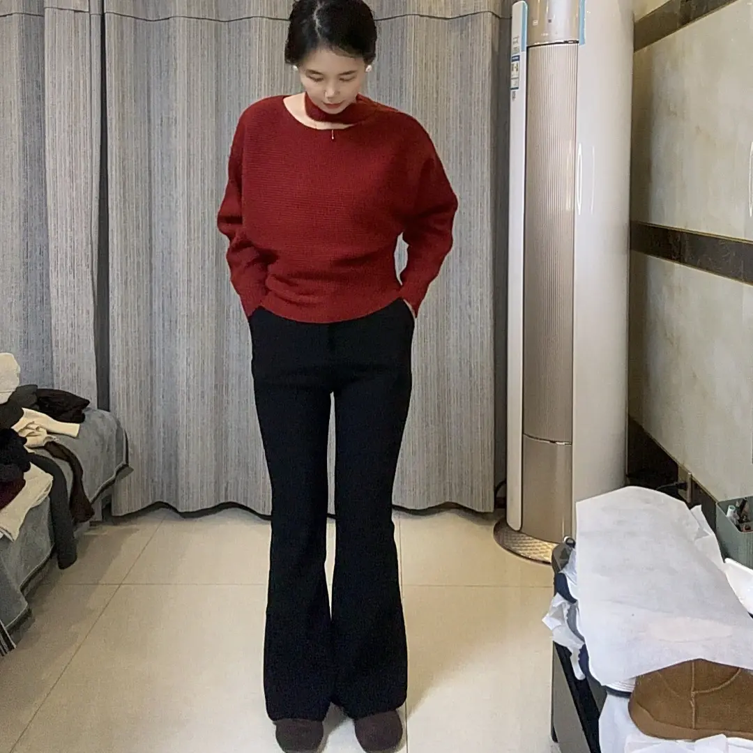 冬季高腰四面弹喇叭裤