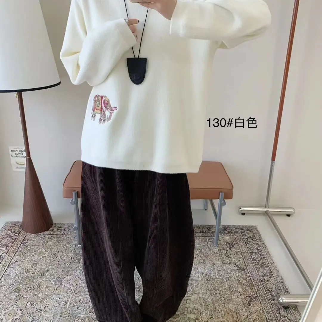 秋冬长袖重工钉珠刺绣针织衫时尚宽松百搭上衣