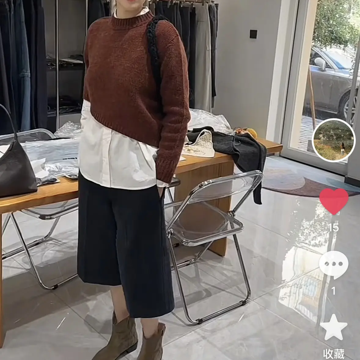新款春秋假两件拼接设计感百搭宽松针织衫女装