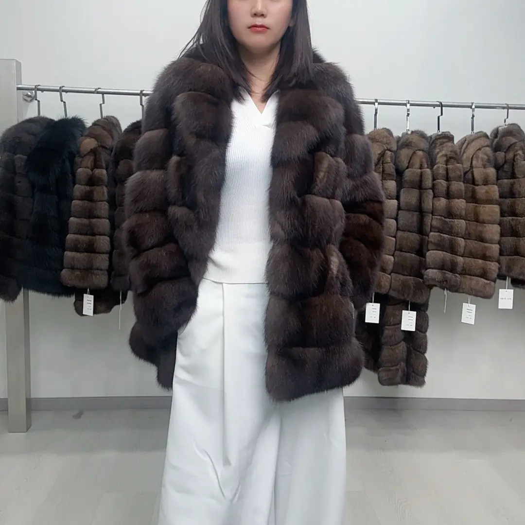 西服领中长款横条农夫色