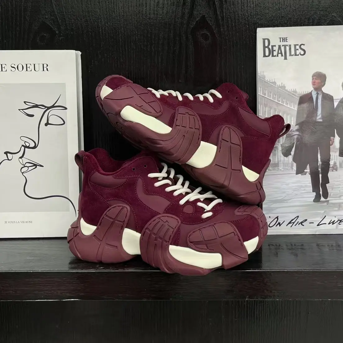 秋冬加绒鱼鞋厚底增高保暖休闲运动鞋跑步老爹鞋女