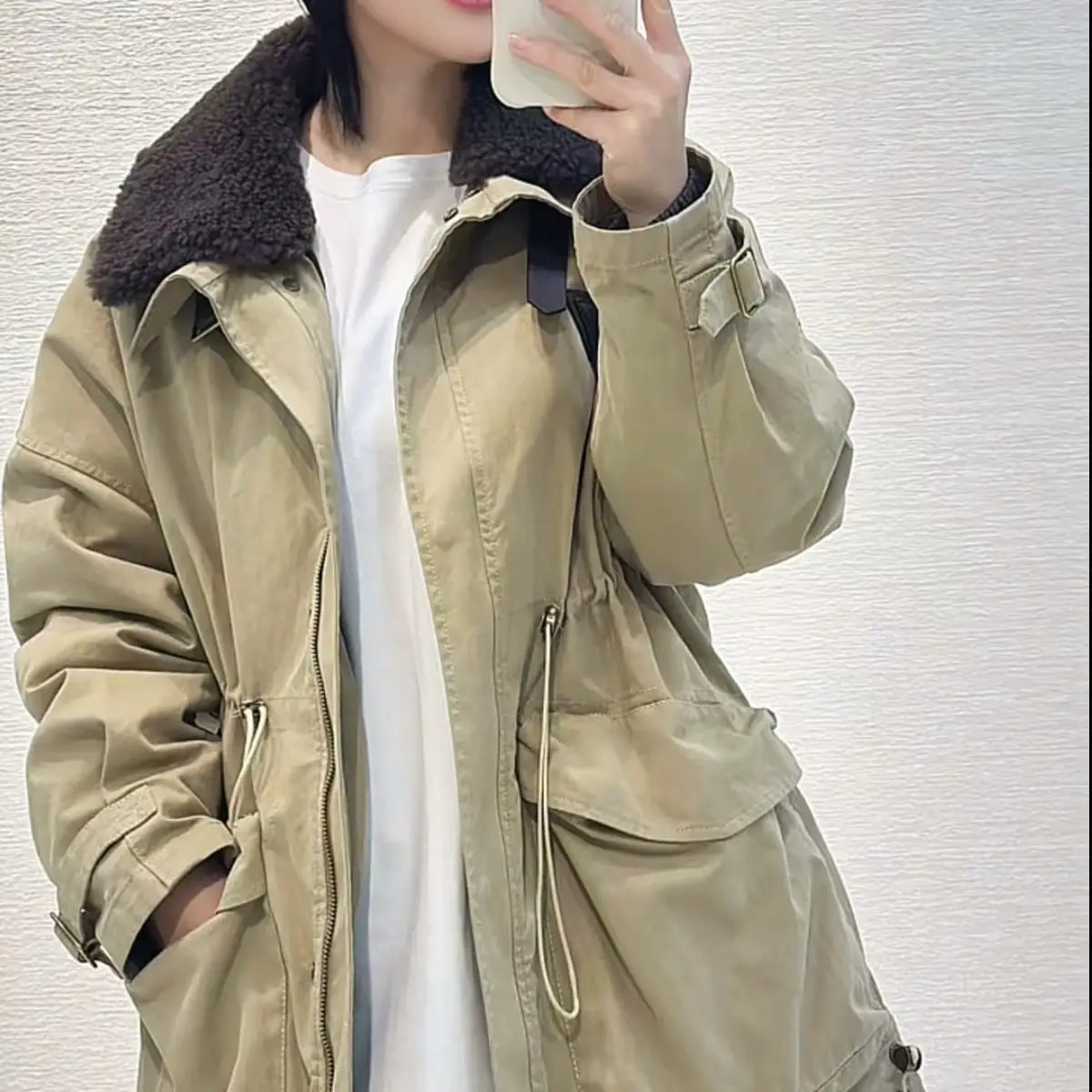 冬季新款翻毛领鹅绒中长款外套4130223